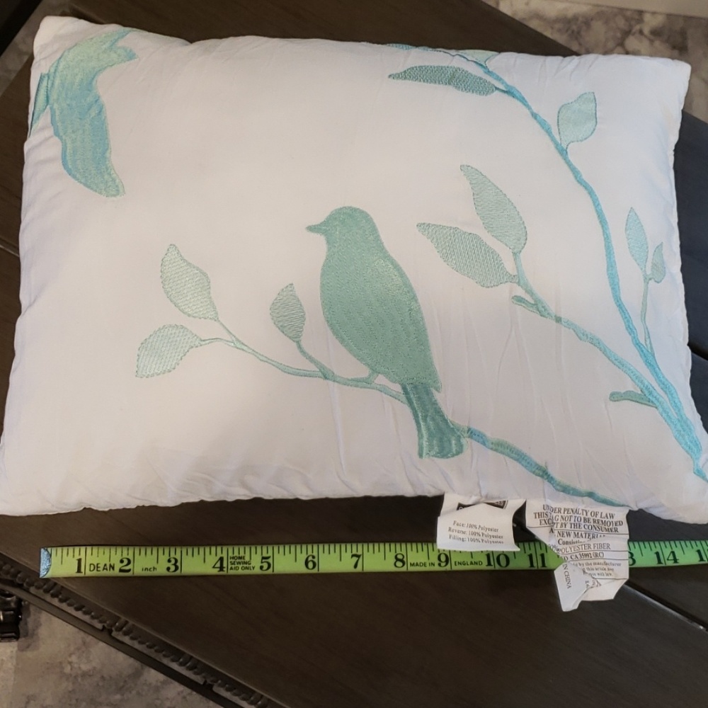 Throw pillow. White and mint green. New.